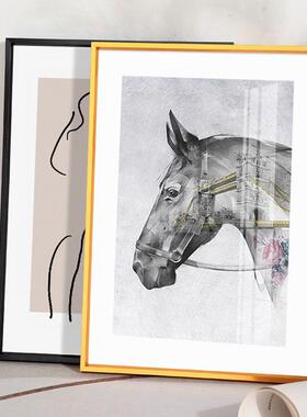 合金相框十字绣钻石画框窄边字画装海裱报铝框简约框huHp5zAv一外