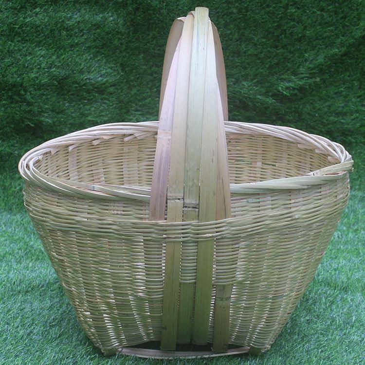 手工编织竹编篮子篮装水果蔬菜圆形手菜篮竹筐鸡蛋AAG竹家用竹提