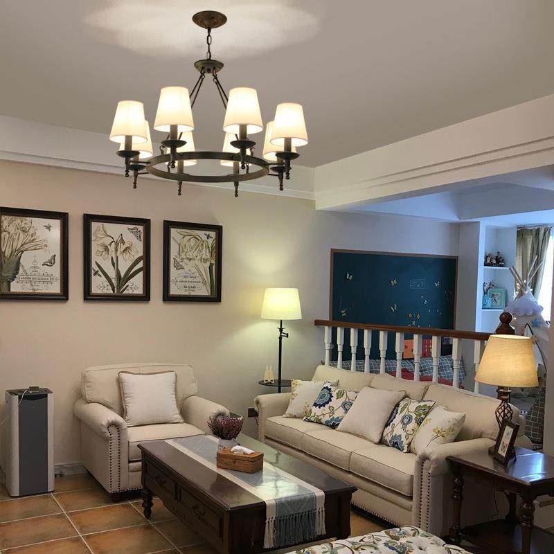 美餐式客厅灯现代简约卧室48051厅灯新款乡村布艺灯书房复古灯吊,家装灯饰光源,智能吊灯,淘宝优惠券,粉丝福利购,淘宝优惠卷