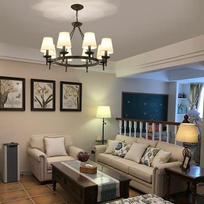 美餐式客厅灯现代简约卧室48051厅灯新款乡村布艺灯书房复古灯吊