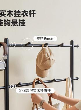入户口换门鞋凳挂衣架体家用实木衣帽架落式多功能靠85635一墙鞋