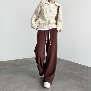 休闲阔腿卫裤 抽绳运动裤 高腰垂感直筒慵懒宽松美式 秋季 女2024新款