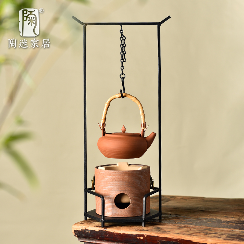 凉炉架带钩铁艺围炉煮茶器具全套炭炉吊炉架提梁壶茶具套装炉底座