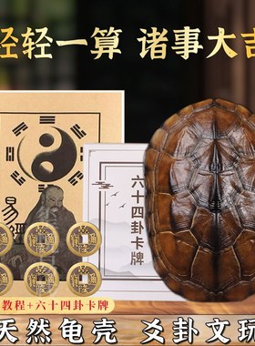 周易卦卜铜钱龟壳爻六铜钱工具真龟甲六爻铜钱摇卦算挂用品64卦牌