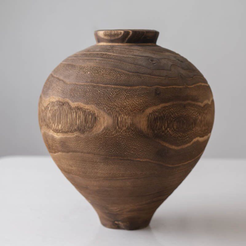 侘寂风手工实木花瓶客厅插花中式仿古做旧摆件民宿工艺品玄关摆设