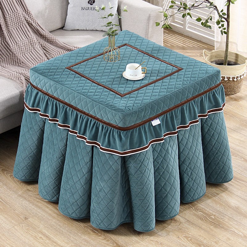 烤火桌子罩冬季加绒加厚正方形电烤炉火箱家用高级感桌布烤火罩