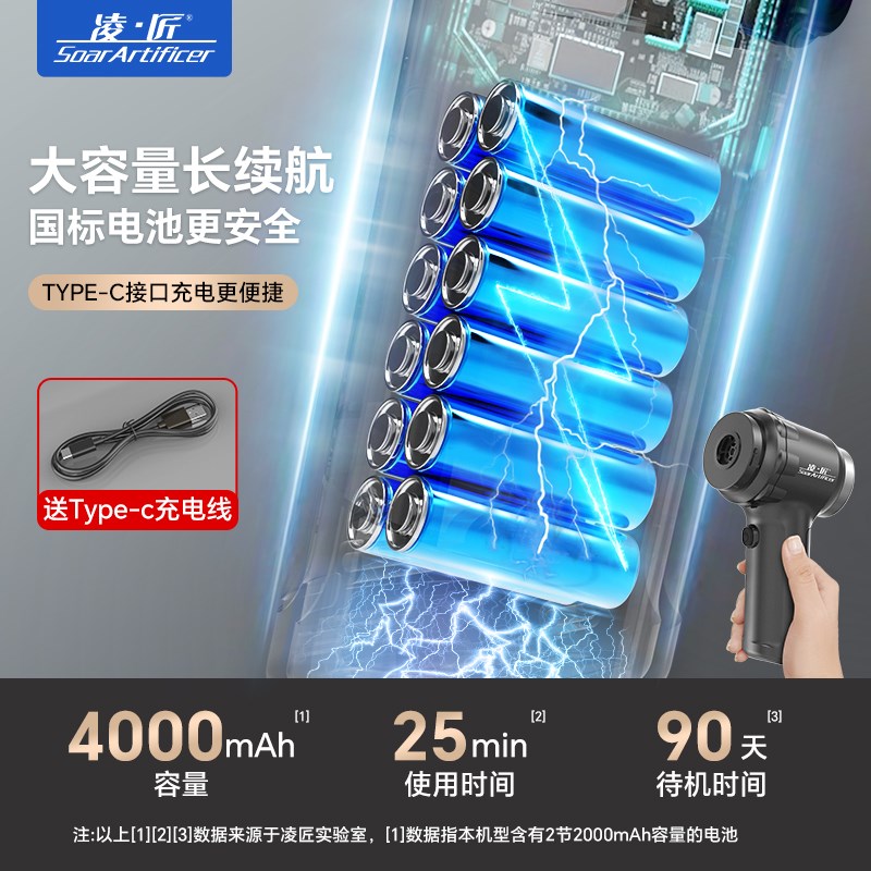 凌匠无刷电机2档无线吹吸两用车载吸尘器强大吸力汽车用小型家用