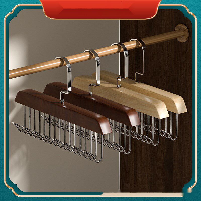 实木波浪挂衣架多功能木质衣架子县挂内衣背心吊带专用架婴童衣架