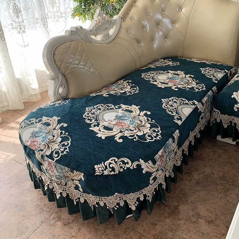 欧式U型皮沙发垫四季通用布艺坐垫防滑简欧定做圆弧贵妃沙发套罩