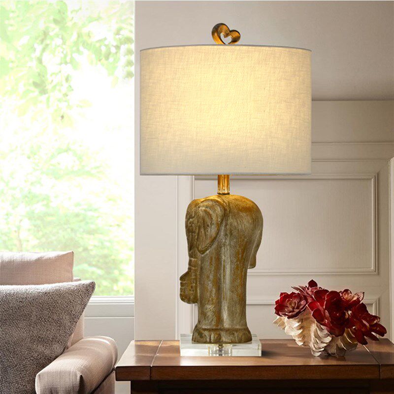 东南亚大象复古台灯卧室书房床头样板房创意个性吉象如意装饰台灯