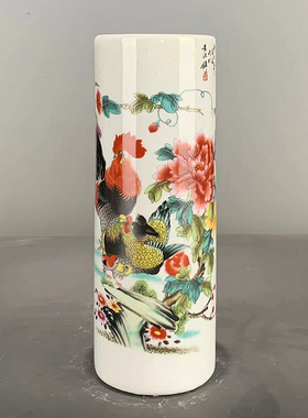 仿古大清乾隆年制粉彩花鸟笔筒 仿古瓷器仿古玩家装家居陶瓷摆件
