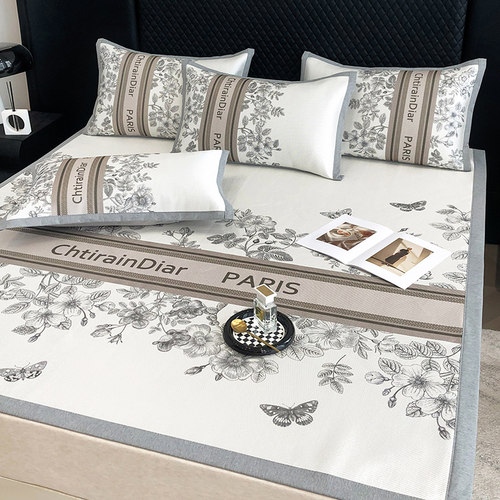 夏季天然纯藤凉席可机洗折叠冰丝席三件套2024新款藤席空调草席子