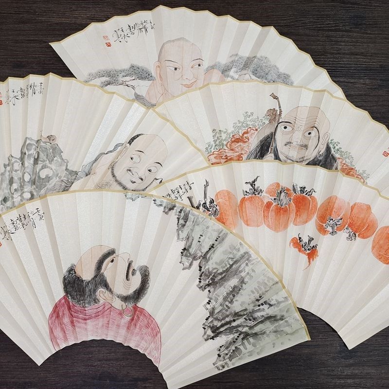 苏州王冰老师创作工笔写意人物扇面9/9.5寸18方扇骨适合接受定制