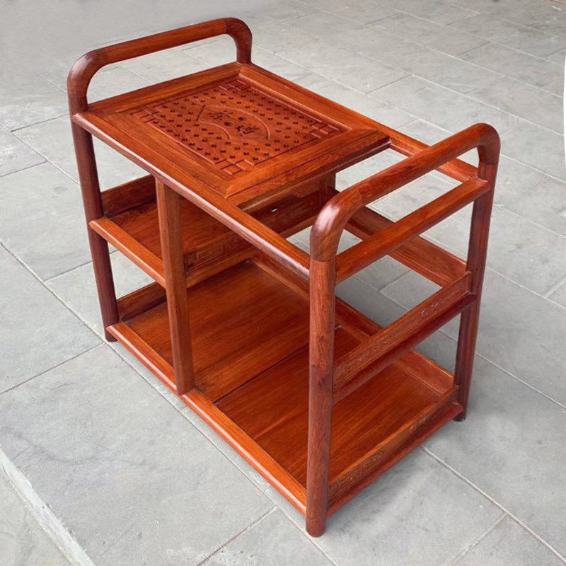 茶水车国标红木大果紫檀缅甸花梨木单茶台移动烧水茶几小型泡茶桌