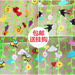幼儿园教室走廊环境布置墙面装饰创意商场吊饰挂饰柳条燕子花挂件