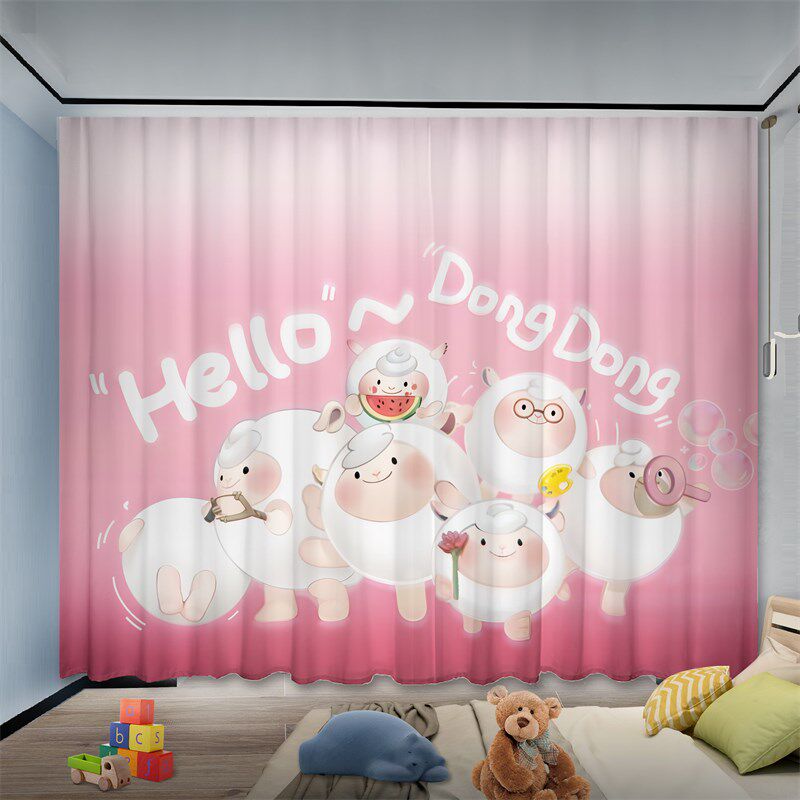 儿童房蛋仔派对窗帘布遮光2024新款挂钩卡通可爱风男女孩卧室飘窗
