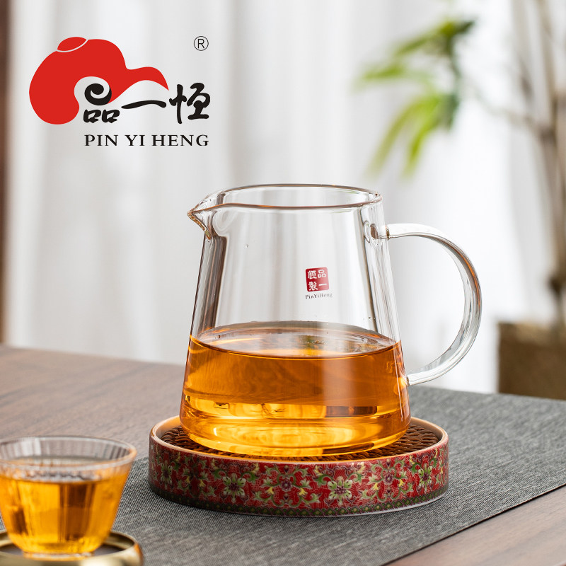品一恒玻璃公道杯高档耐热加厚带茶漏功夫茶具茶海公杯可明火加热