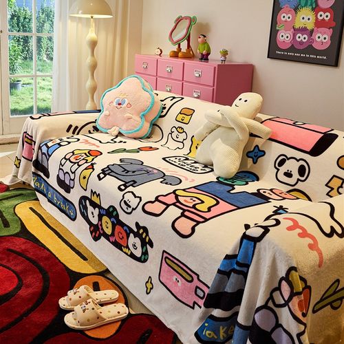 多巴胺氛围沙发盖布巾2025冬季新款一整张全盖毯加厚毛绒坐垫套罩