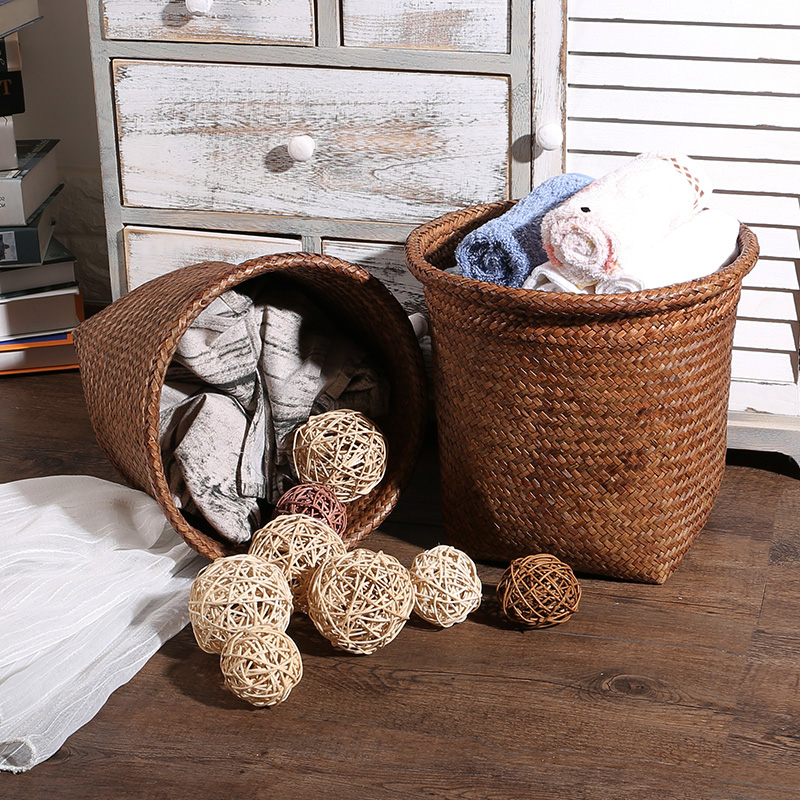 民宿客栈酒店垃圾桶文艺田园风编织废纸篓手工垃圾筒大号无盖