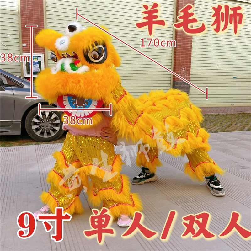 小狮子头舞狮头套装塑料儿童舞狮子醒狮南狮幼儿表演道具双人舞狮