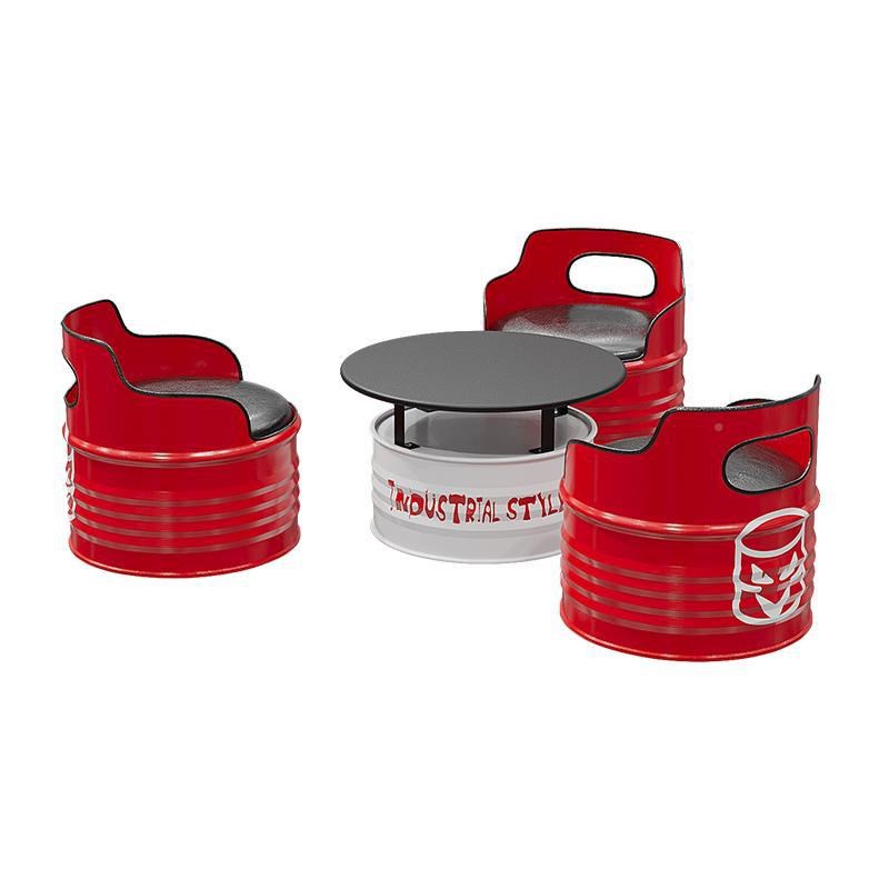 油桶桌椅卡座创沙发清吧闲区茶商用意复古休5197咖啡厅奶店桌