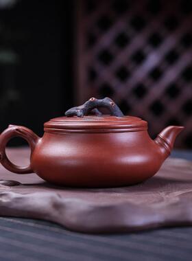 宜兴ZMJ紫砂壶纯手工泡茶扁大容量单具人茶松风梅骨全仿古壶