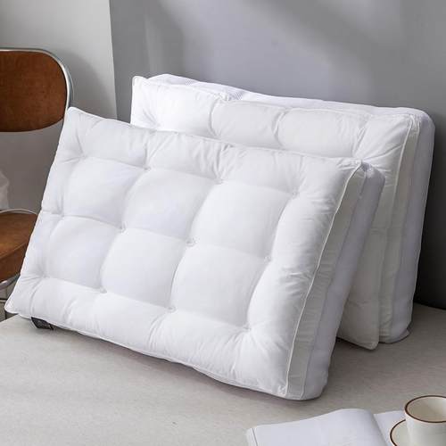 高端贡人缎椎立体羽丝宿棉枕头高枕不塌家ICF用酒店民护颈成枕芯