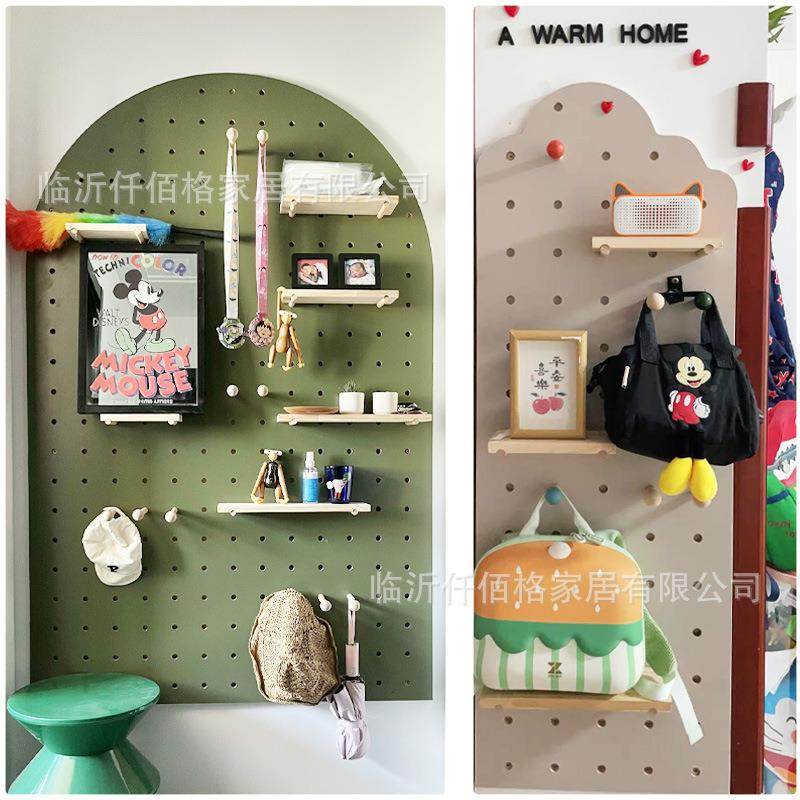 母绿实木洞洞置物架木质客厅收展纳隔板板壁挂ZML60120卧室整祖理