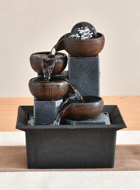 流水招财XNO水摆小型喷泉件客厅桌面几循环茶办公室风