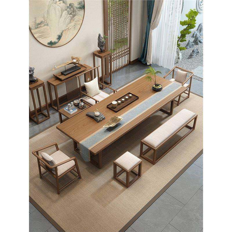 新中式办组实木桌椅合禅意功夫茶茶台现代简约家CJT用公室泡茶桌