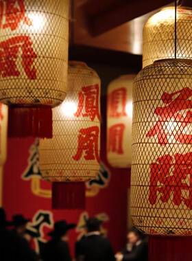 手工竹编纸灯笼火锅店景油竹井子TFJ灯笼市潮汕印字饭区店吊灯