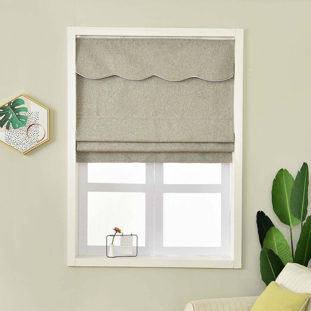 KB小Q1181纯色素双层罗马帘窗帘全遮光短帘窗帘升卧室提拉降帘可