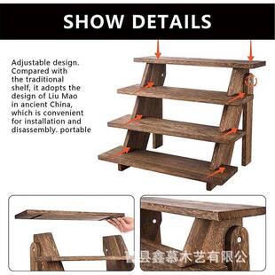 现货木多层081002置物质松木展示架桌面储物纳架木质阶梯植收物花