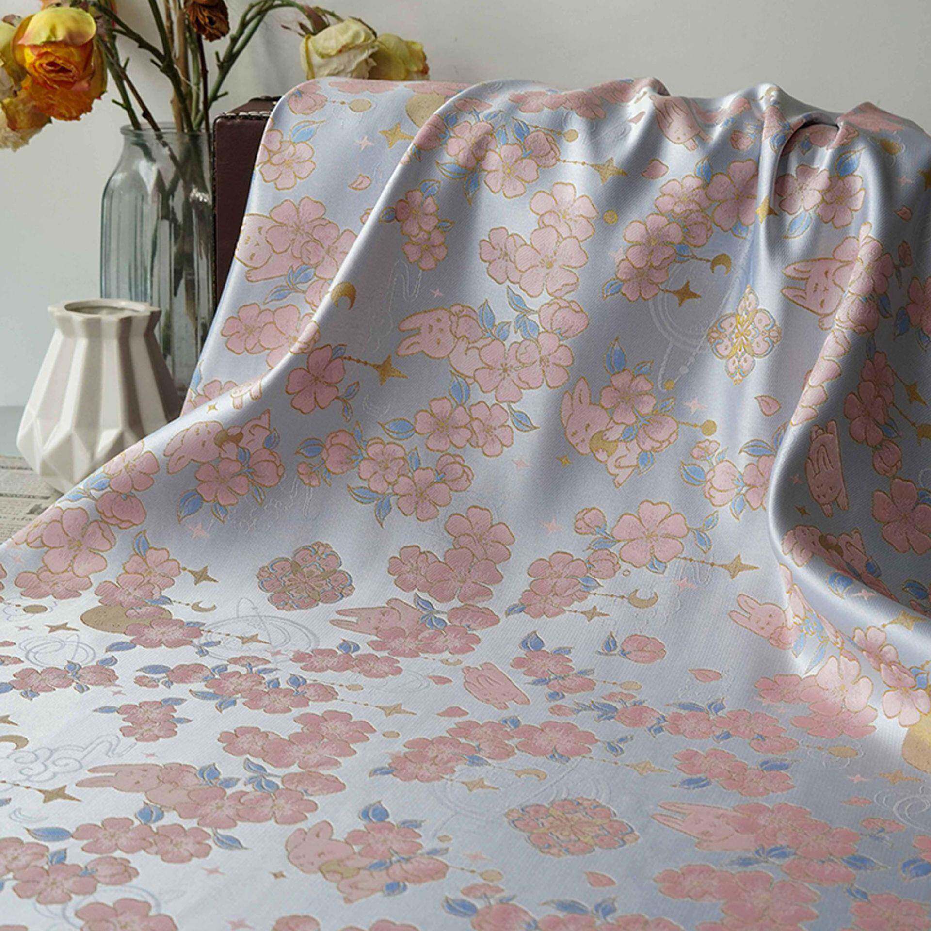 新式棠仿宋锦玉兔海金BH5587-2丝中花面料国风旗袍马甲童装色织抱