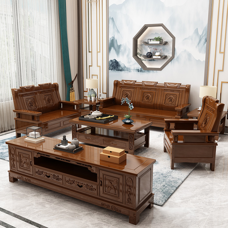 大户型沙发全实木沙发实木沙发椿木沙发客厅沙发村镇客厅沙发