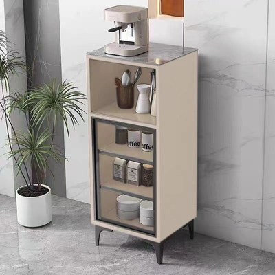 奶油风岩板茶水柜客厅酒店办公室茶吧咖啡机置物边柜多功能单门柜