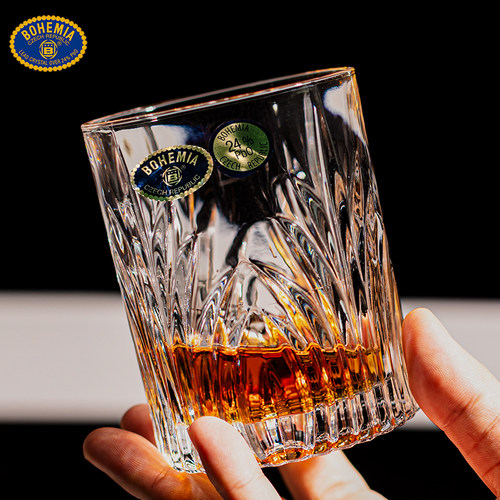 捷克进口BOHEMIA水晶玻璃刻花威士忌杯 家用复古XO洋酒杯酒具套装