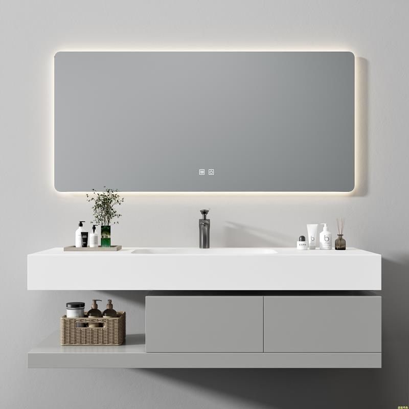 可丽耐一体盆浴室柜组合卫生间现代简约智能洗n漱台洗手脸盆定制