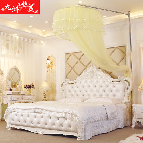 天地柱圆顶蚊帐1.8米床2m双人家用伸缩落地支架杆公主风2023新款