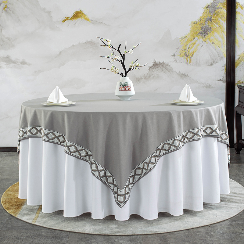 酒店圆桌台布饭店餐厅圆桌布家用餐布大圆桌布圆形宴会桌布艺中式