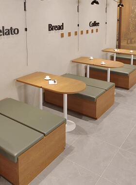 面MG-XT01馆啡咖厅靠墙卡沙发无靠长条凳小吃甜品奶茶店背桌椅组