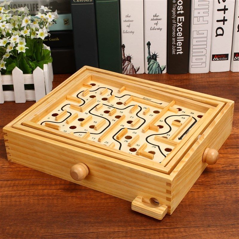 大号立体木质迷宫3D走珠游戏玩具 桌面互动益智男女孩2-3-4-5-6岁