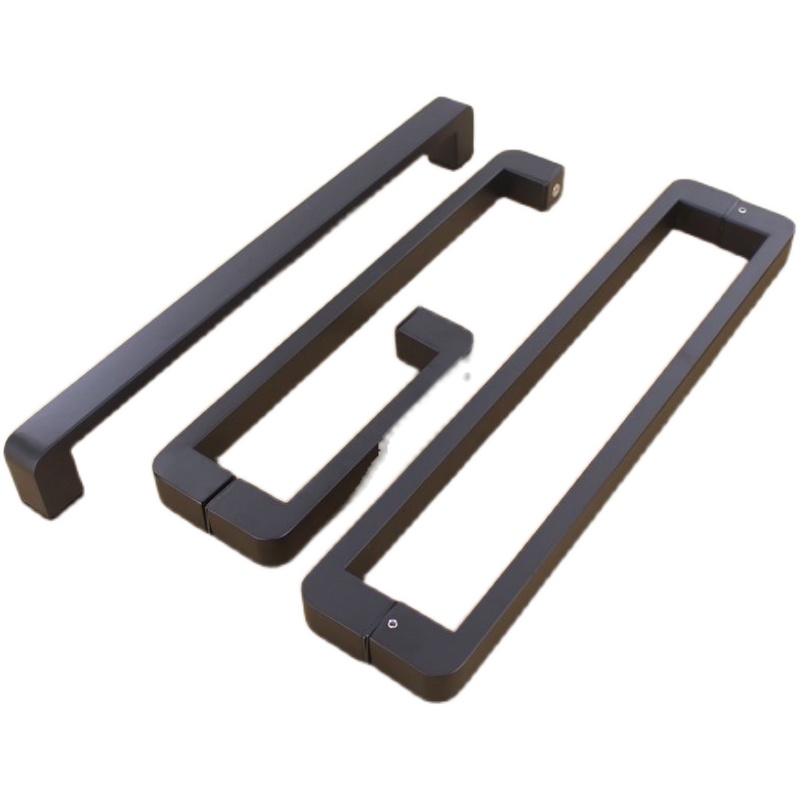 淋浴房拉手黑色玻璃门高档隔断门方型把手冲凉房加厚L型浴室拉手