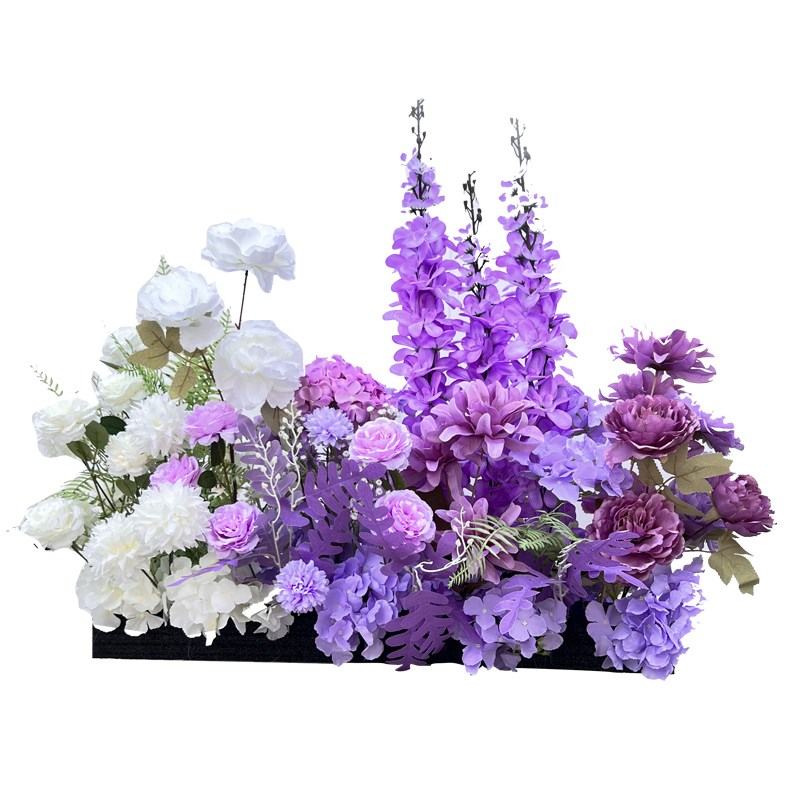 婚庆装饰紫色仿真路引花舞台布置地排花婚礼背景装饰挂花紫色系花