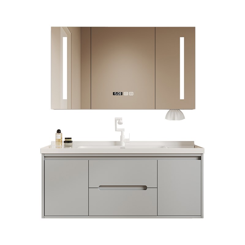 简约智能实木浴室柜洗脸洗手陶瓷一体盆卫生间小户型洗漱台池