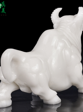 大号天然汉白玉石雕牛摆件开荒奋斗牛十二生肖牛家居饰品创意礼品