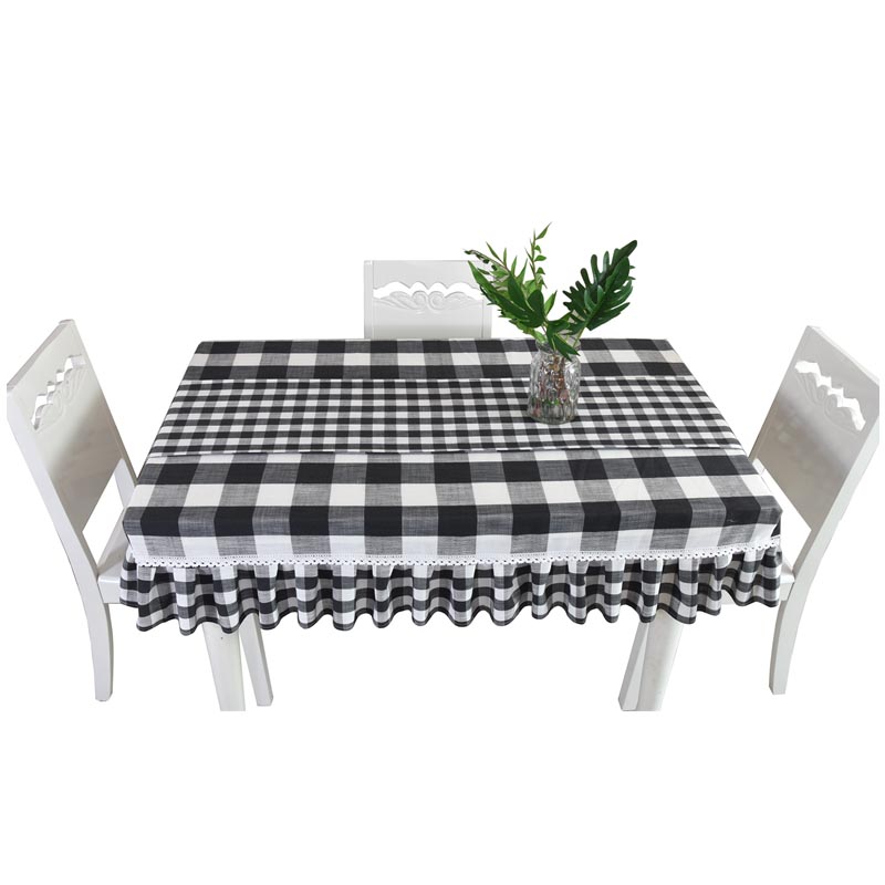 2020年新款桌罩长方形餐桌布棉麻桌子家用格子茶几罩桌裙台裙