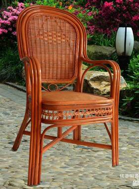 L可转真腾椅三单件套人滕编椅几椅茶老旋人靠背椅家用ONS办公竹藤