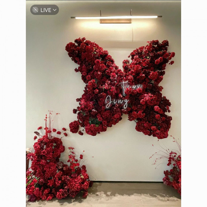 网红打卡婚庆仿真玫瑰瀑布花墙