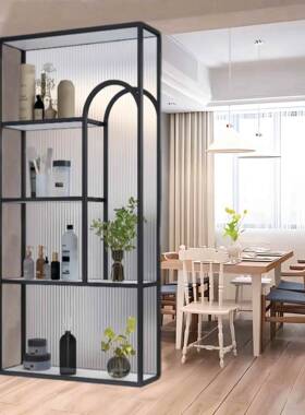 卫生间干半墙玻璃隔断艺铁区置物架洗漱台客不FVI锈钢厅屏风玄关